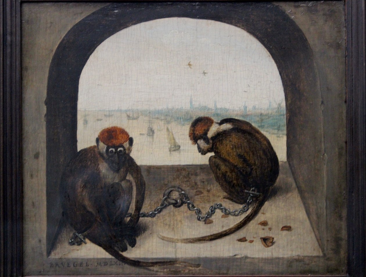 İki Zincirli Maymun by Pieter Brueghel the Elder