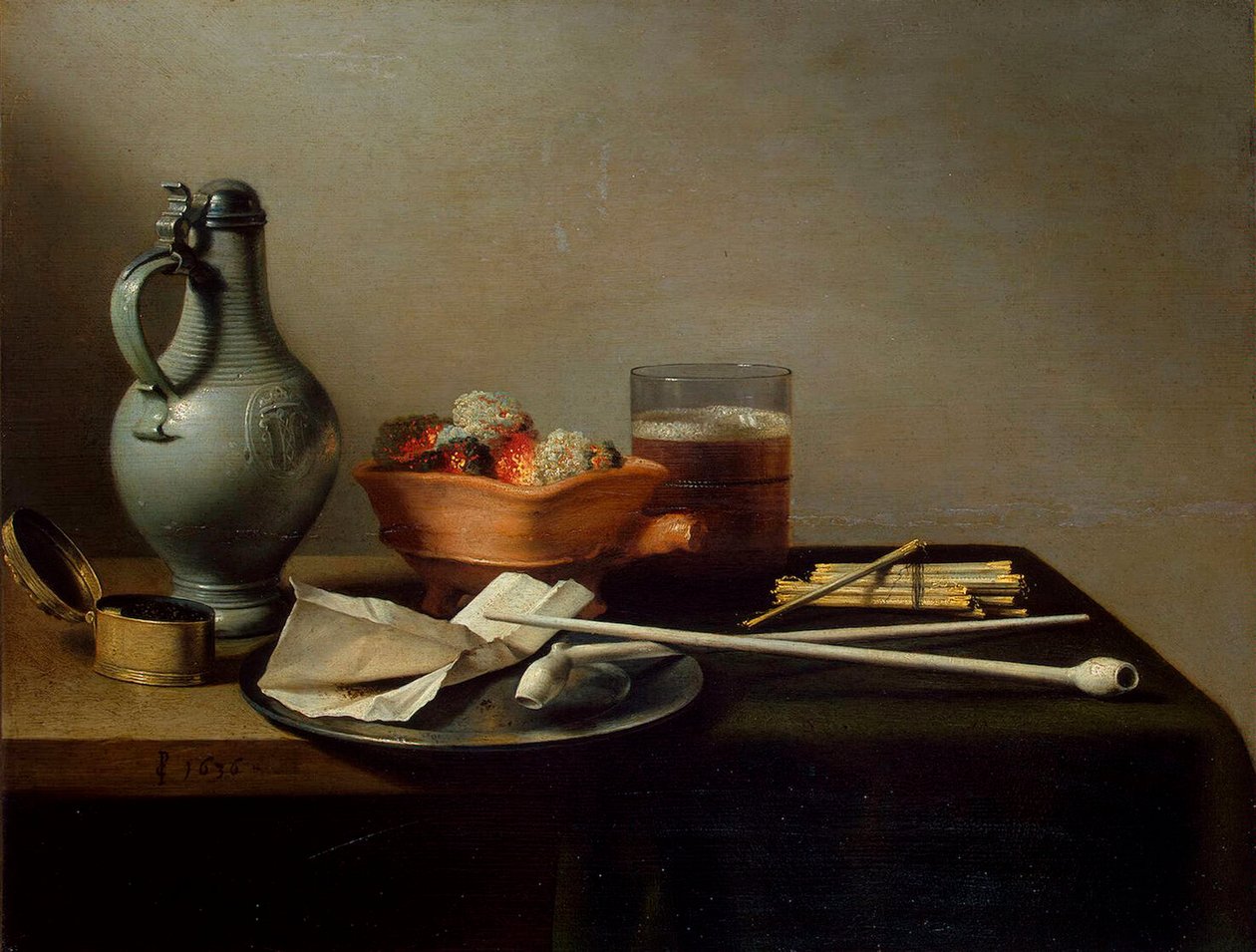 Kil Borularla Natürmort, 1636. by Pieter Claesz