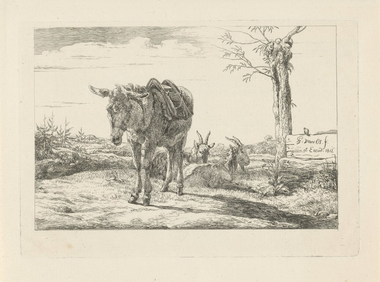 Bir eşek ve iki keçi by Pieter Gerardus van Os