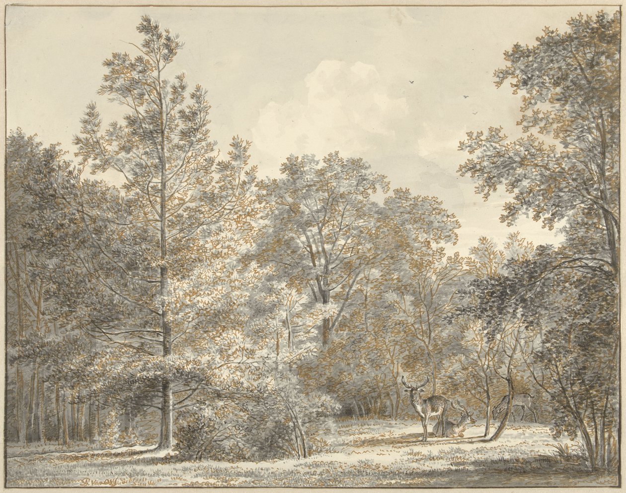 Bir ormandaki geyik by Pieter Gerardus van Os