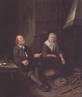 onların mutfakta yaşlı çift by Pieter Gerritsz. van Roestraten