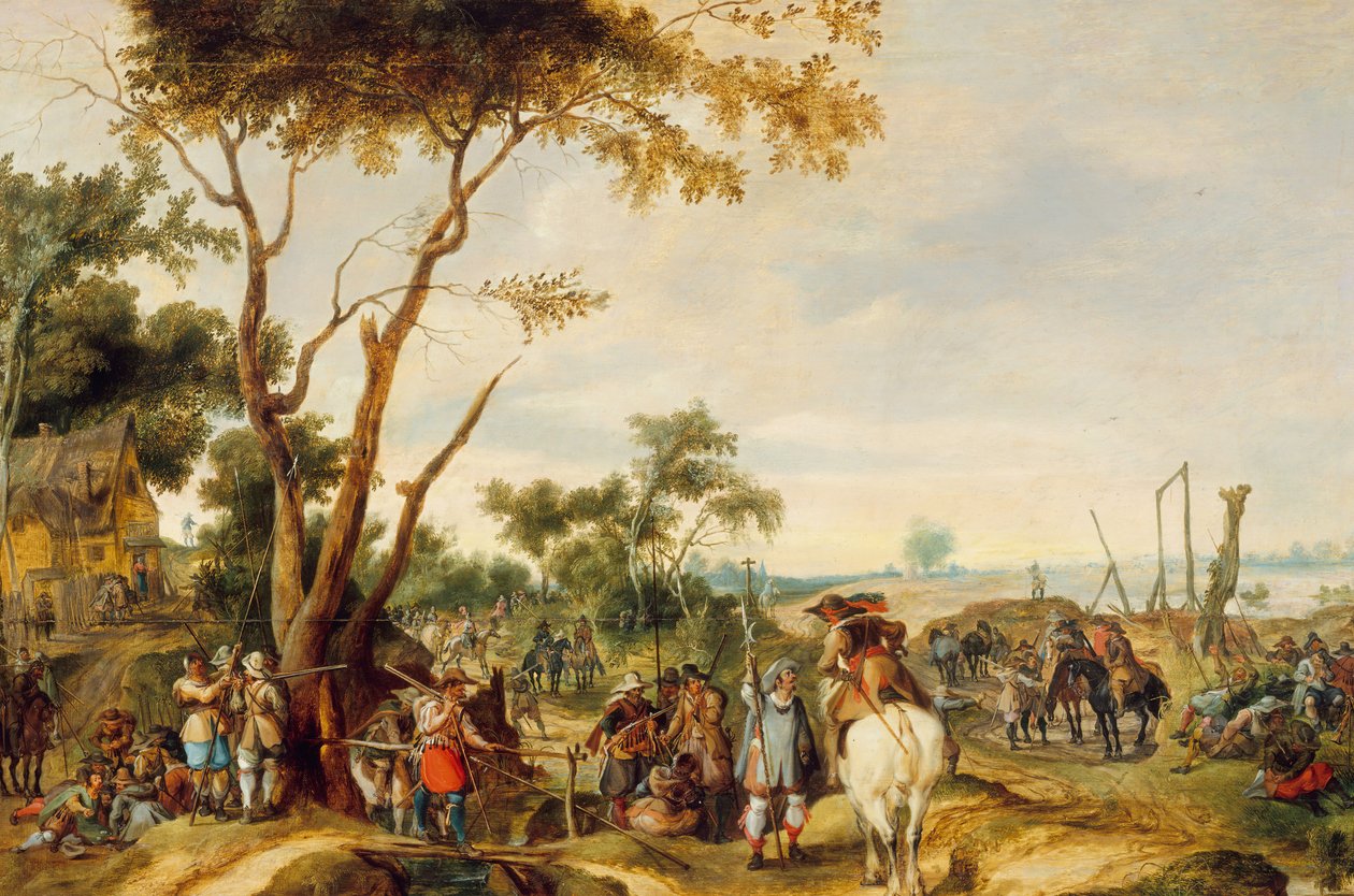 Askerler Bivouaking. by Pieter Snayers