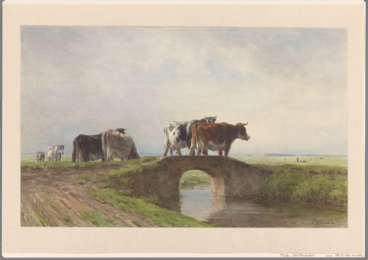 Taş köprüde inekler by Pieter Stortenbeker