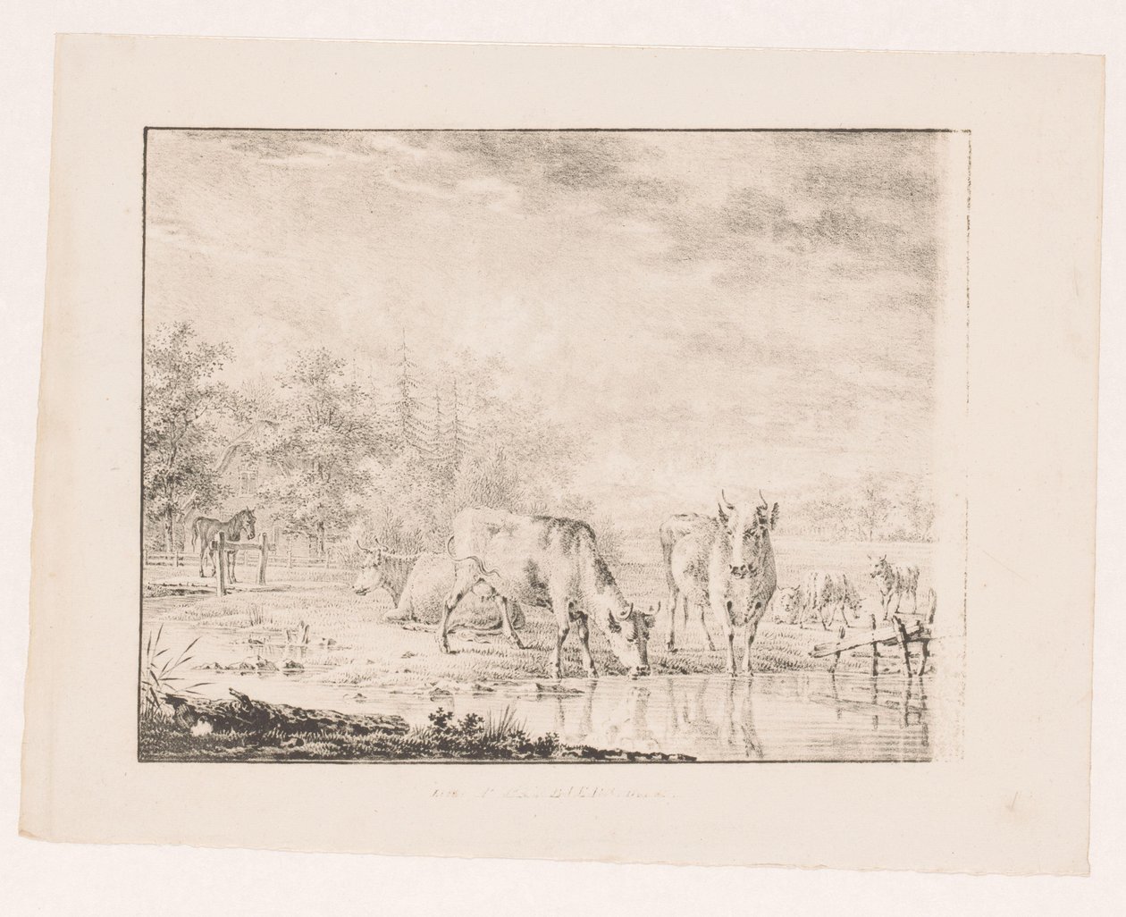 su kenarındaki inekler by Pieter de Goeje (attributed to)