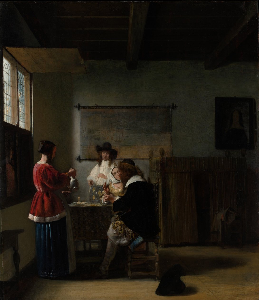 Ziyaret, c.1657 (tahta üzerine yağlı boya) by Pieter de Hooch