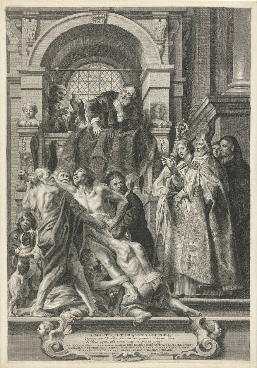 St. Martin ele geçirilmiş bir adamı iyileştirir by Pieter de Jode (II)