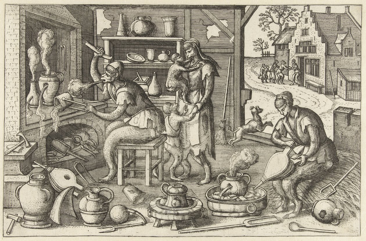 simyager Apenspel (dizi adı) by Pieter van der Borcht (I)