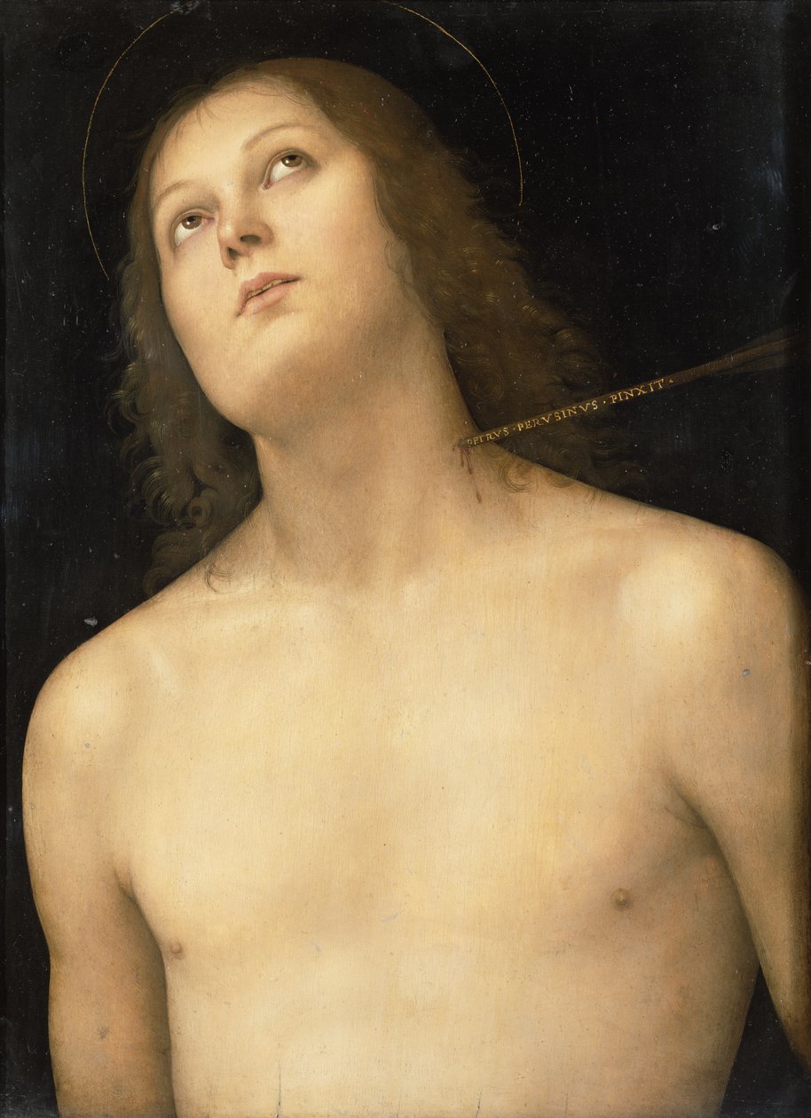 Aziz Sebastian, c.1495 (panelde tempera ve yağ) by Pietro Perugino
