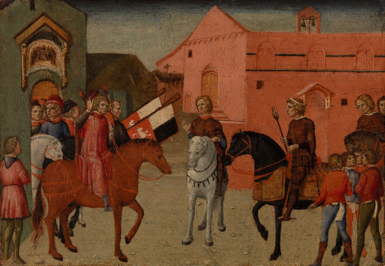 Büyükelçiliği Kabul Eden Sienese Devlet Memurları, c.1440 (panelde öfke) by Pietro di Giovanni Lianori