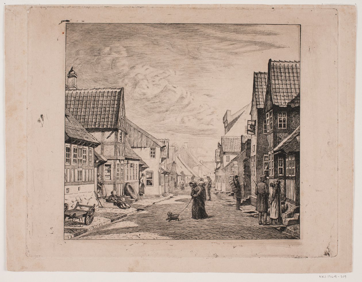 Bir pazar kasabası caddesi by Pietro Købke Krohn