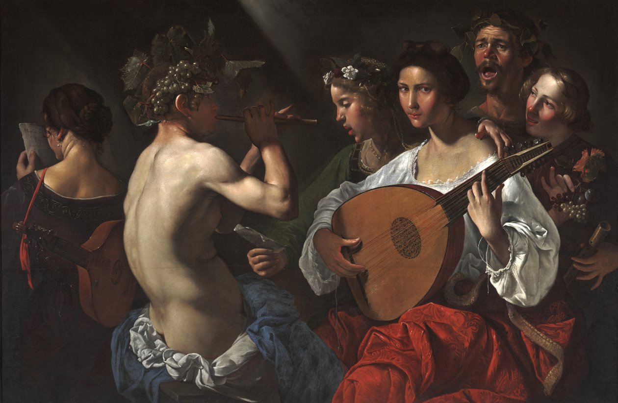 Bacchic Konseri, c.1625-30 (tuval üzerine yağlı boya) by Pietro Paolini