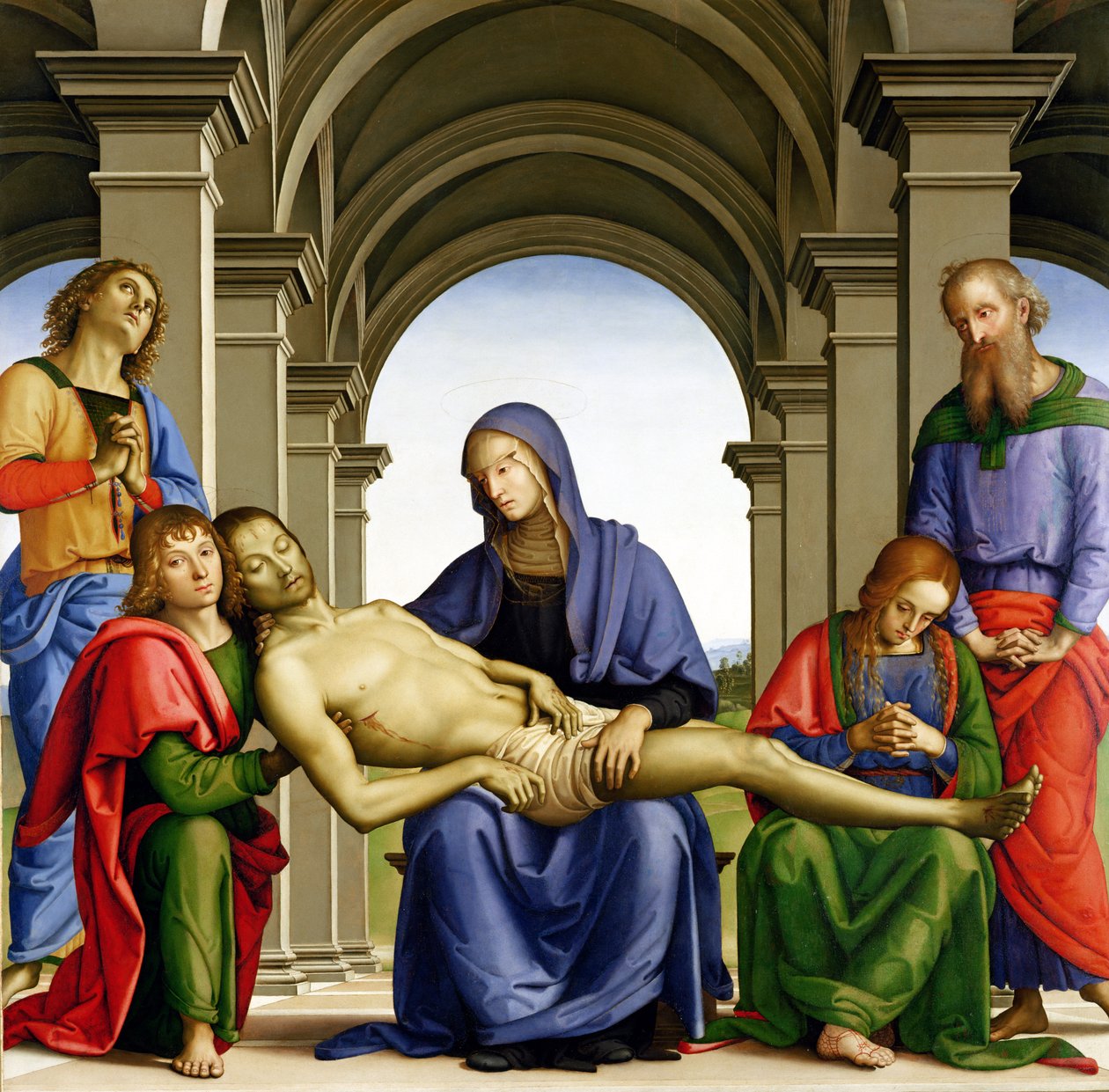 Pieta, 149394 (panelde tempera) by Pietro Perugino