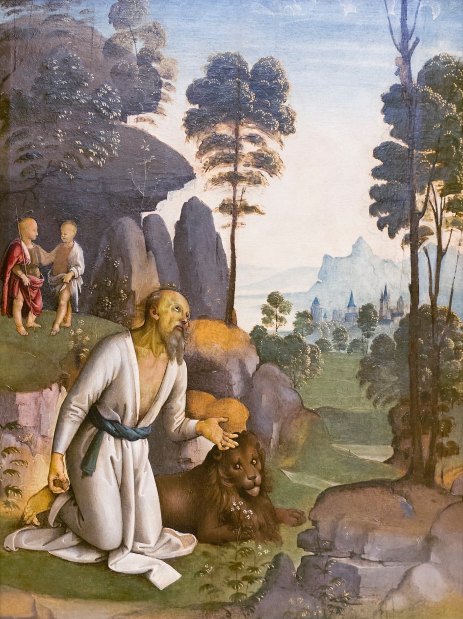 Aziz Jerome tövbe içinde by Pietro Perugino