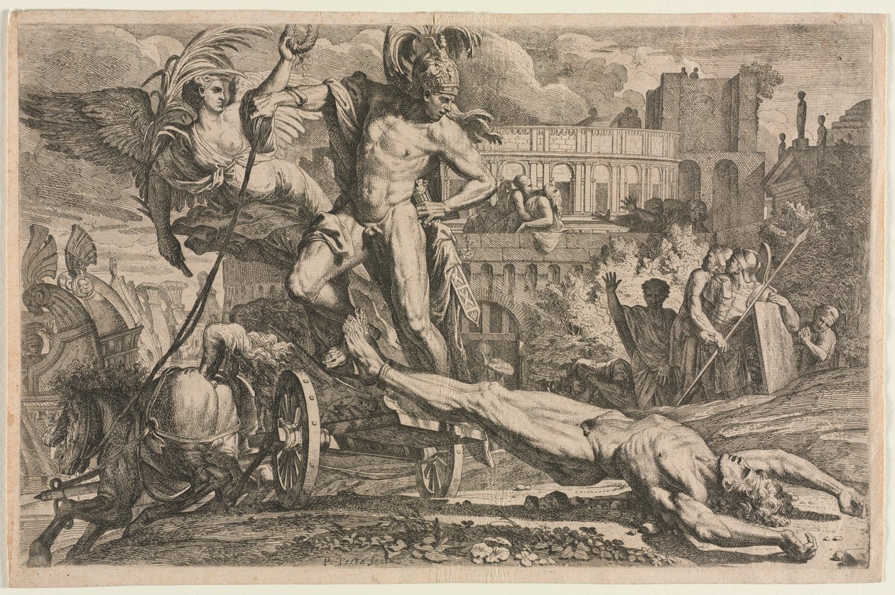 Hector'un Bedenini Sürükleyen Akhilleus by Pietro Testa
