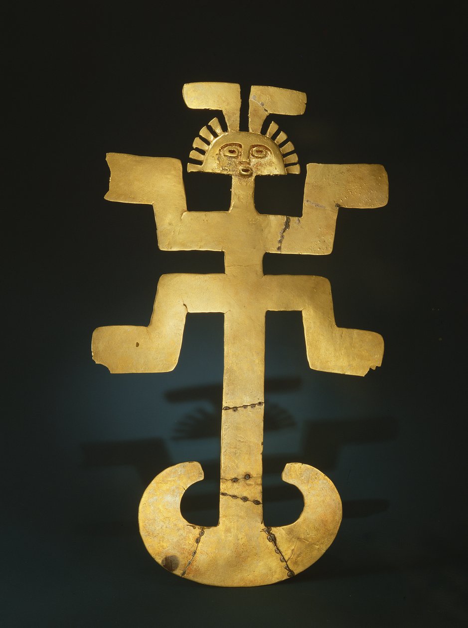 Cast Tumbaga pektoral, Tolima stili (altın) by Pre Columbian