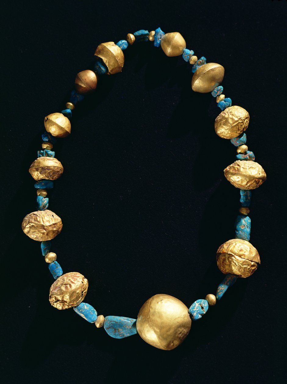 Kolye (turkuaz ve altın) by Pre Columbian