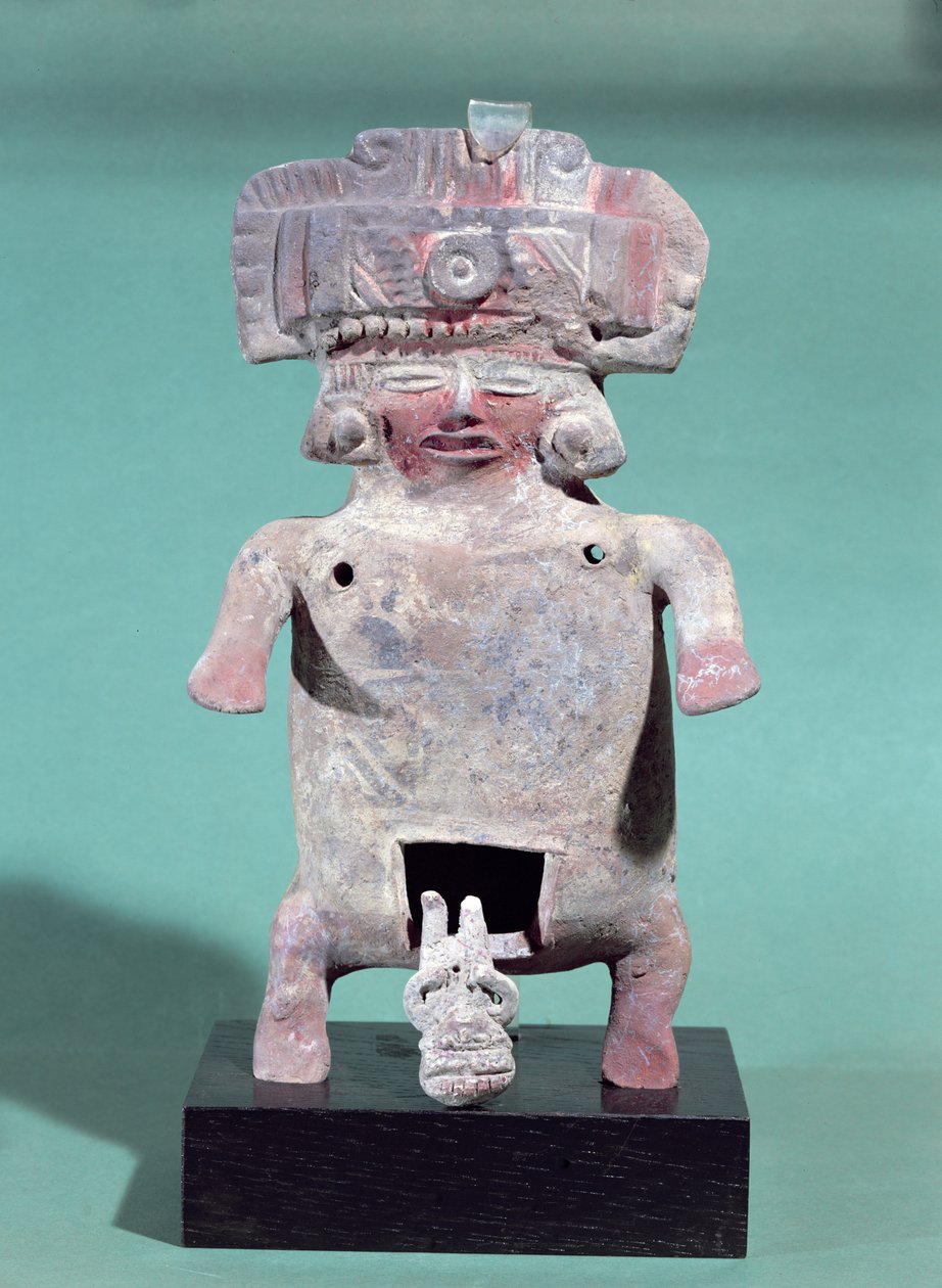 Doğum yapan bir kadın heykelciği (pişmiş toprak) (ayrıca bkz. 349763) by Pre Columbian