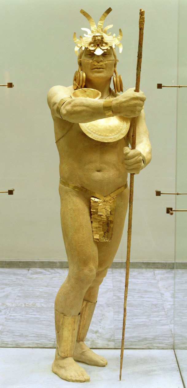 ಚಿನ್ನದ ಆಭರಣಗಳನ್ನು (ಚಿನ್ನ) ಟರ್ಕ್ ಧರಿಸಿರುವ ಯೋಧ by Pre Columbian