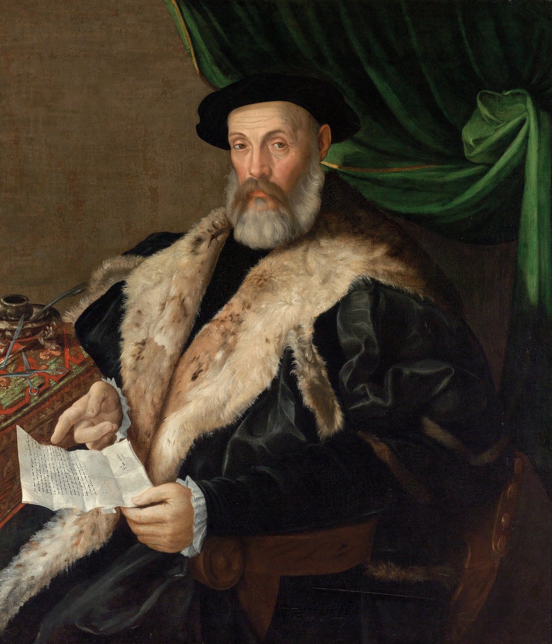 Kürklü Mantolu Yaşlı Bir Beyefendinin Portresi by Prospero Fontana