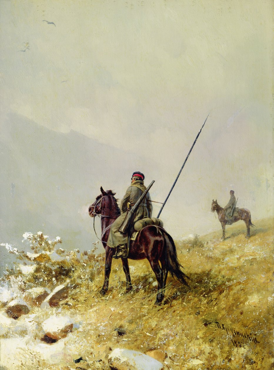 Devriye, 1887 (karton üzerine yağlı boya) by Pyotr Nikolayevich Grusinsky