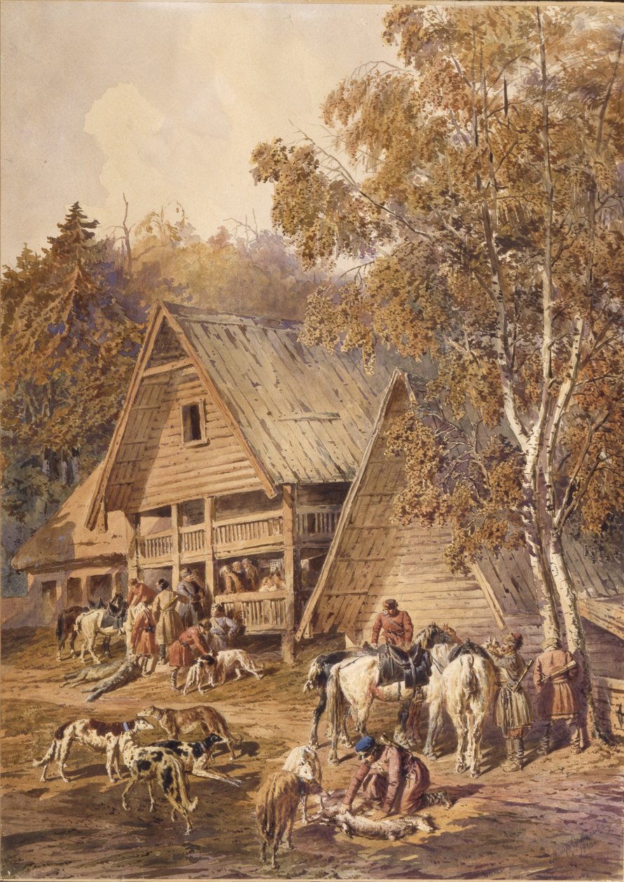 Avcılar, 1863 by Pyotr Petrovich Sokolov