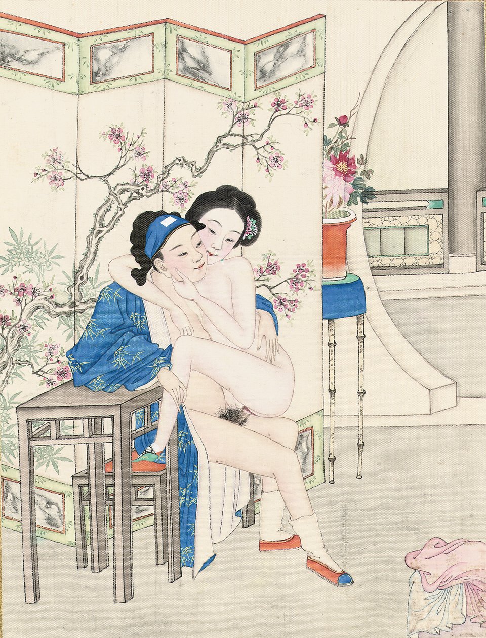 Erotik resim, geç Qing hanedanı by Qing Dynasty Chinese School