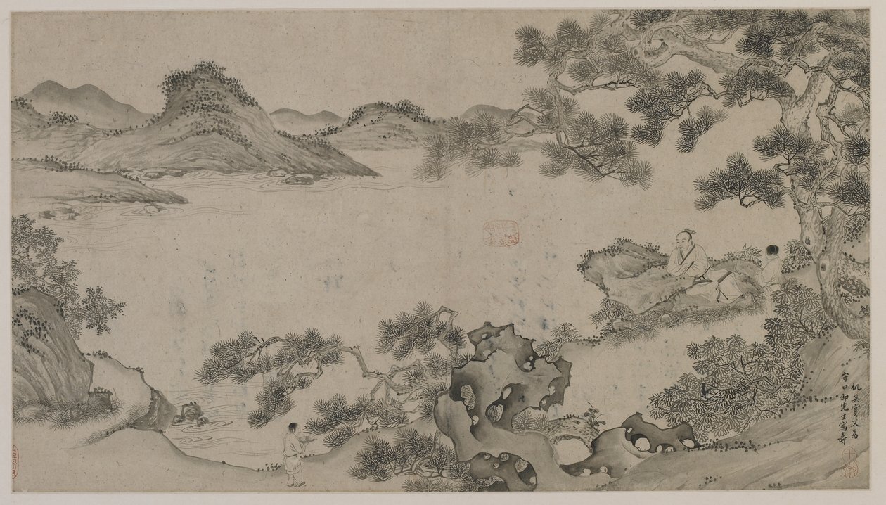 Nehir manzarası (kağıt üzerine mürekkep) by Qing Dynasty Chinese School