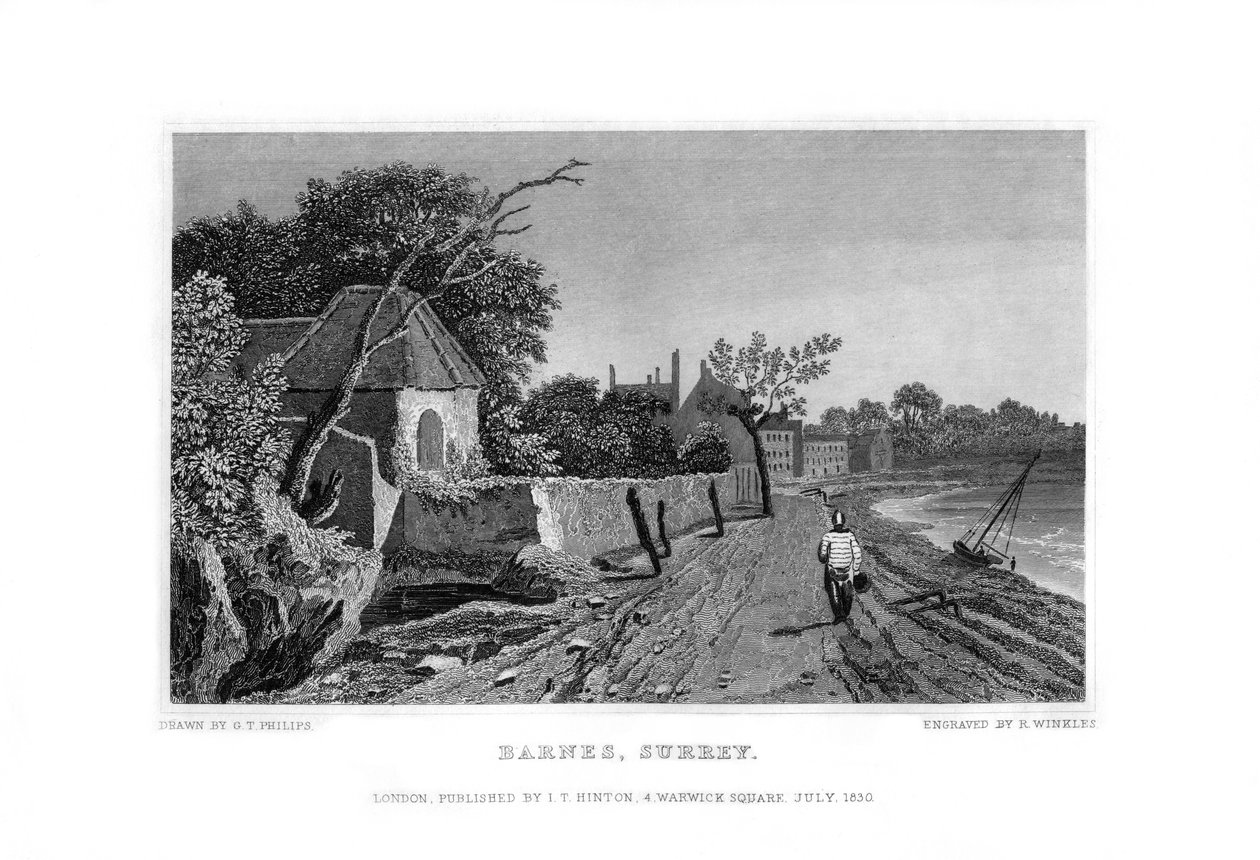 Barnes, Surrey, 1830. by R. Winkles