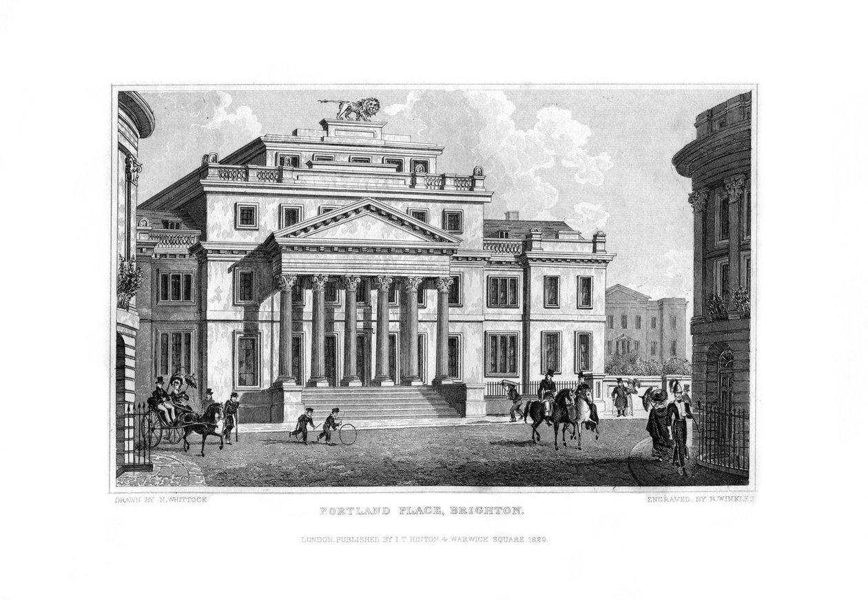 Portland Place, Brighton, Doğu Sussex, 1829. by R. Winkles