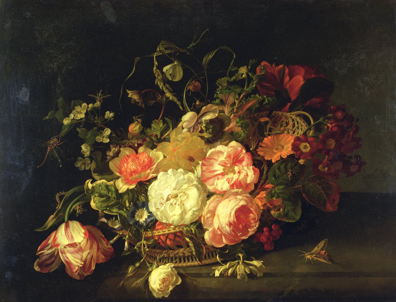 Çiçekler ve Böcekler, 1711 by Rachel Ruysch