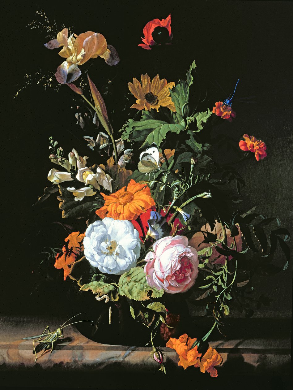 Yaz Çiçeklerinin Natürmort (panelde tuval üzerine yağlıboya) by Rachel Ruysch
