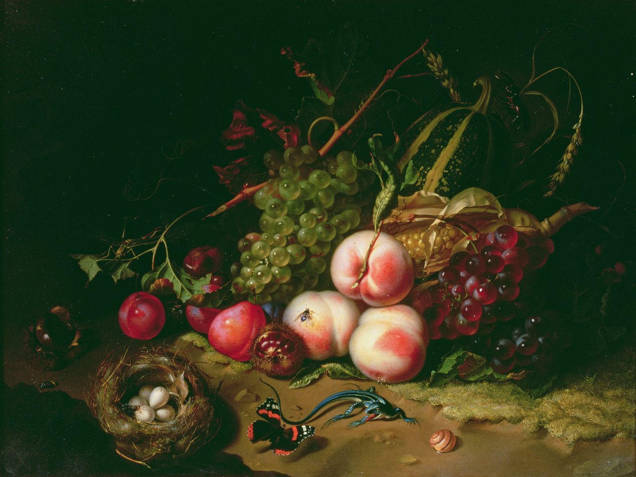 Meyve ile natürmort (panel) by Rachel Ruysch