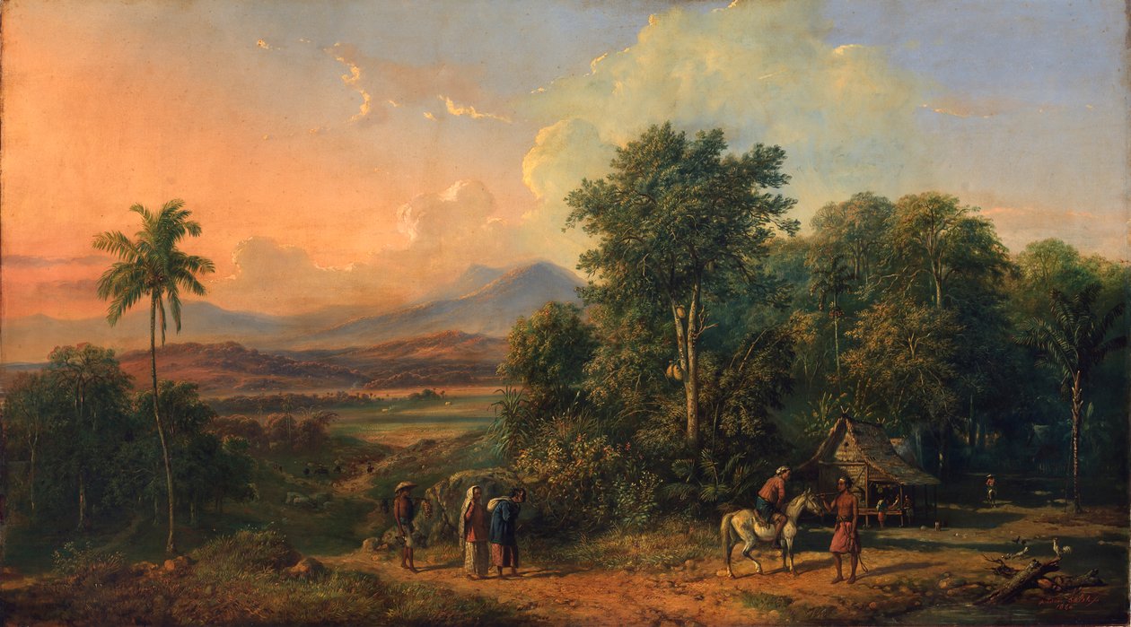Orman ve Yerli Evi, 1860. by Raden Saleh