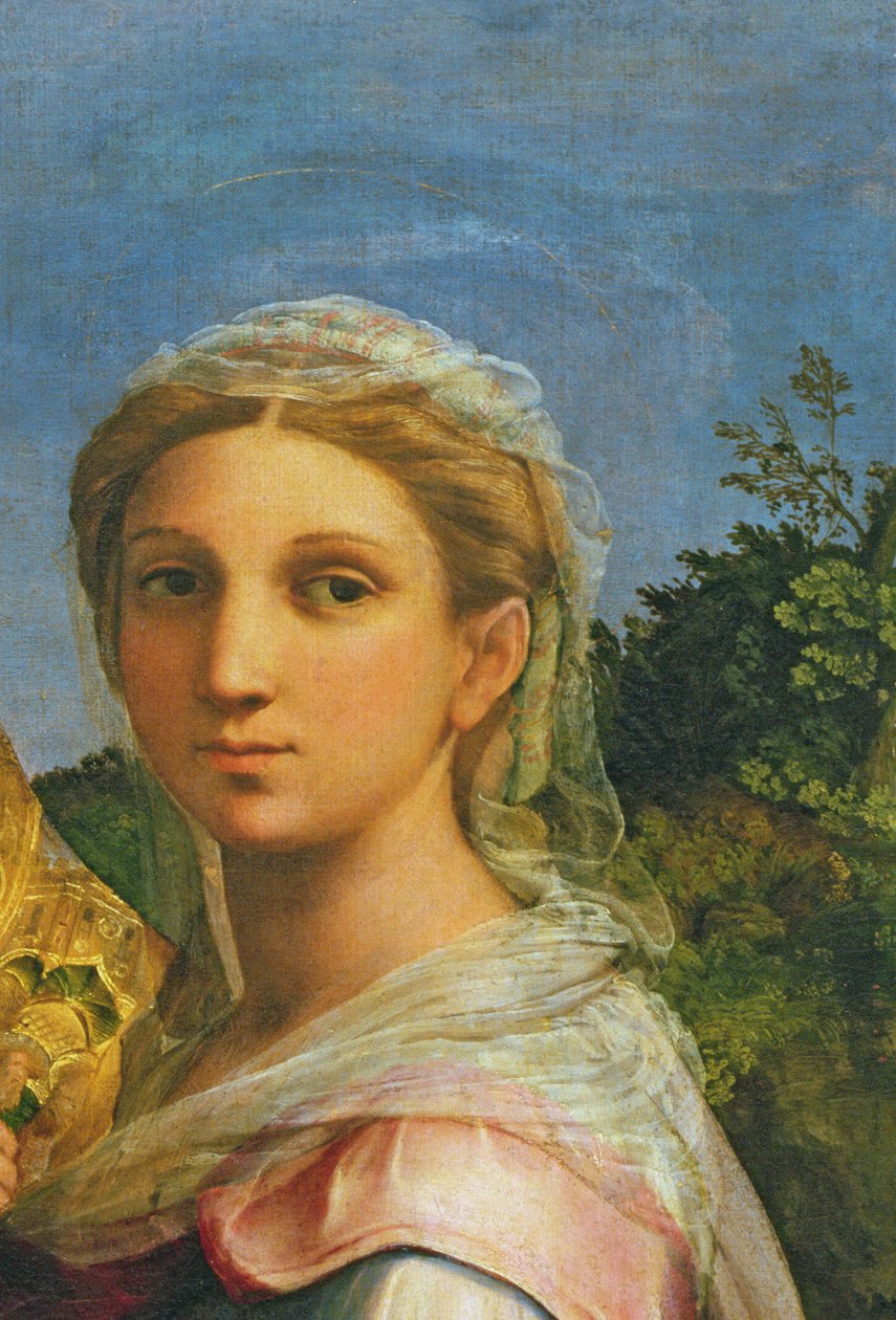 St. Cecilia surrounded by St. Paul, St. John the Evangelist, St. Augustine and Mary Magdalene, c.1513  detail of 182507) by Raffaello Sanzio Raphael