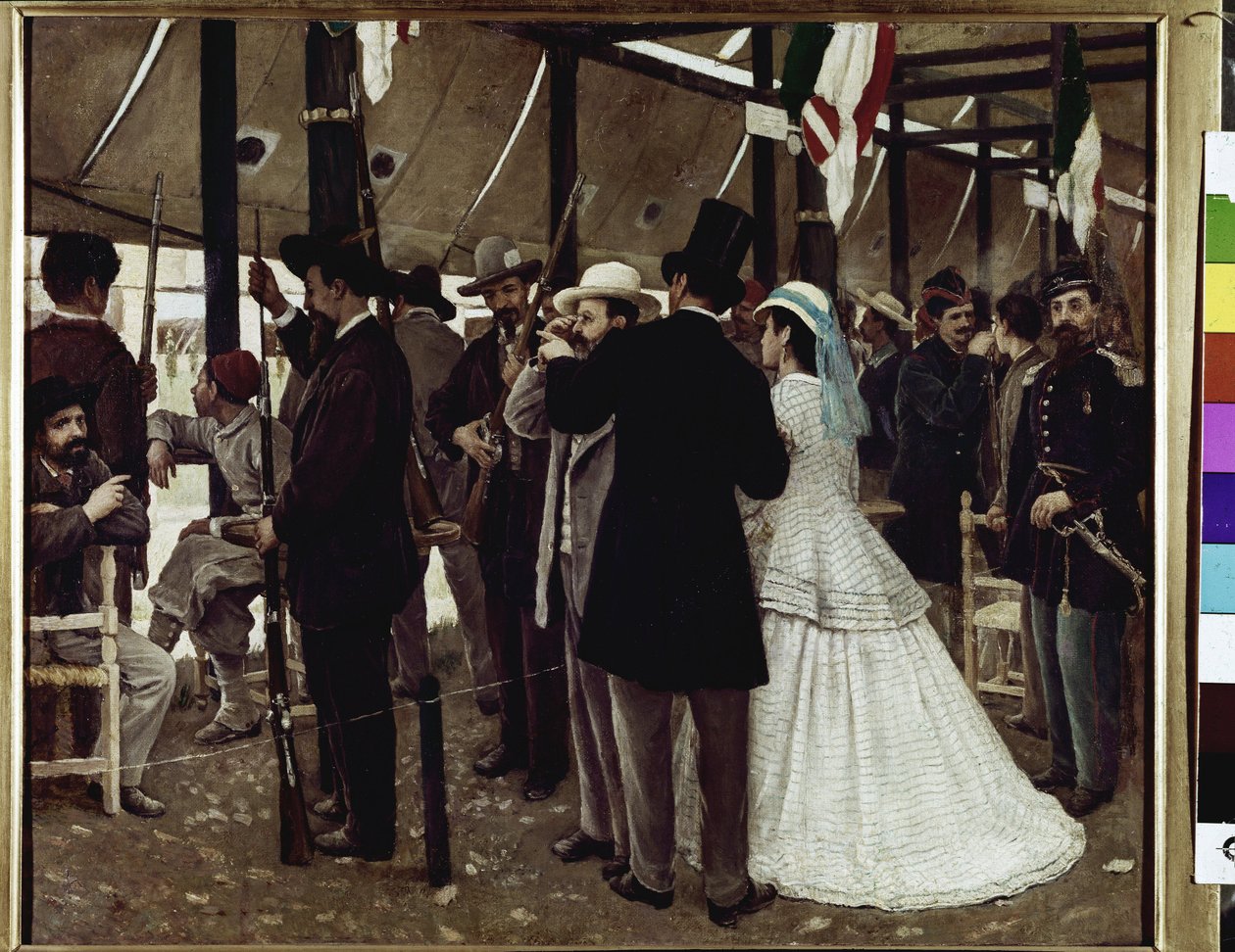 Vatanseverler tüfekle ateş ediyor (tuval üzerine yağlı boya by Raffaello Sernesi