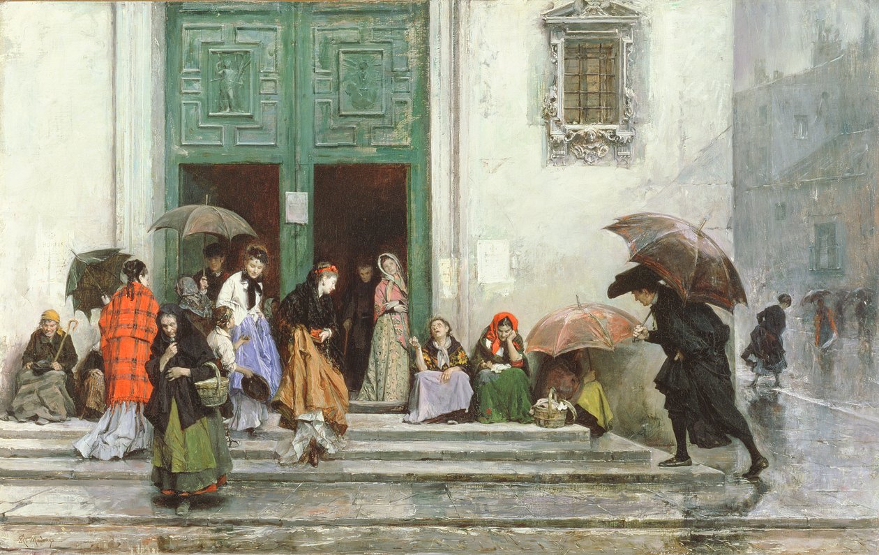 Coming Out of Church, before 1875  by Raimundo de Madrazo y Garreta