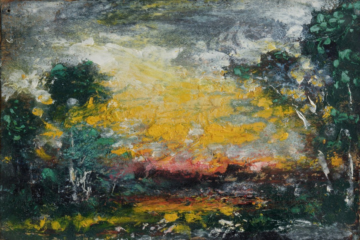 Gün batımı, 1916 (karton üzerine yağlı boya) by Ralph Albert Blakelock