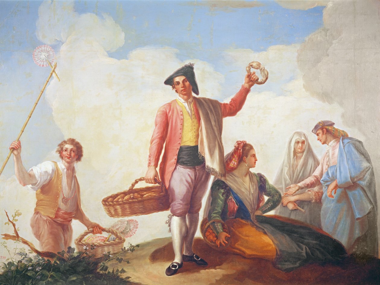 Hayranları ve roscas satıcıları, 1788 by Ramon Bayeu y Subias