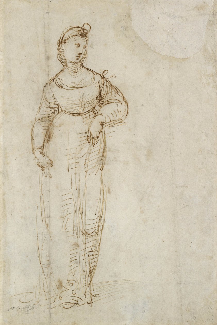St Catherine (kağıt üzerine kalem ve kahverengi mürekkep) by Raffaello Sanzio Raphael