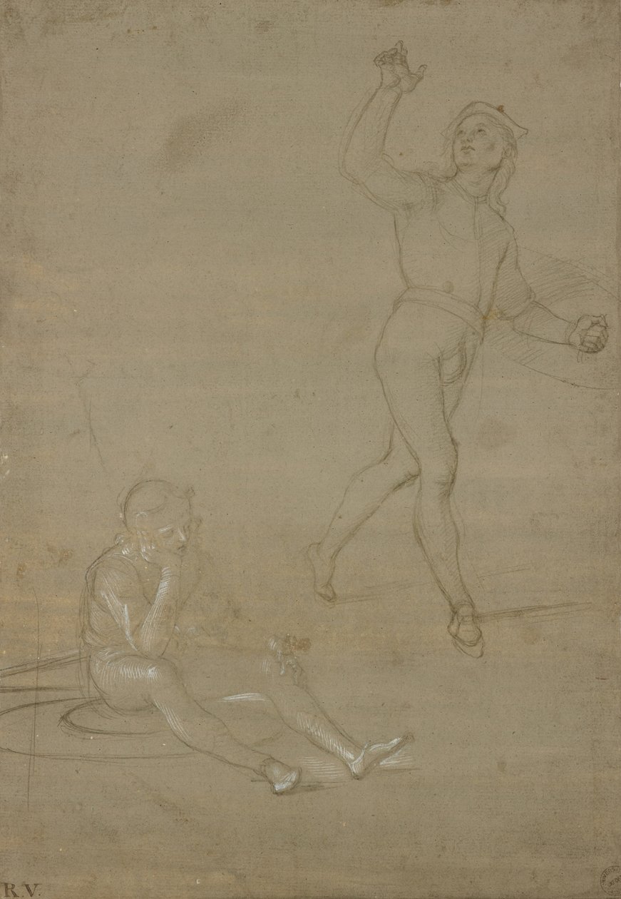 Biri uykuda, diğeri ayakta iki asker için çalışmalar, WA1846.149 by Raffaello Sanzio Raphael