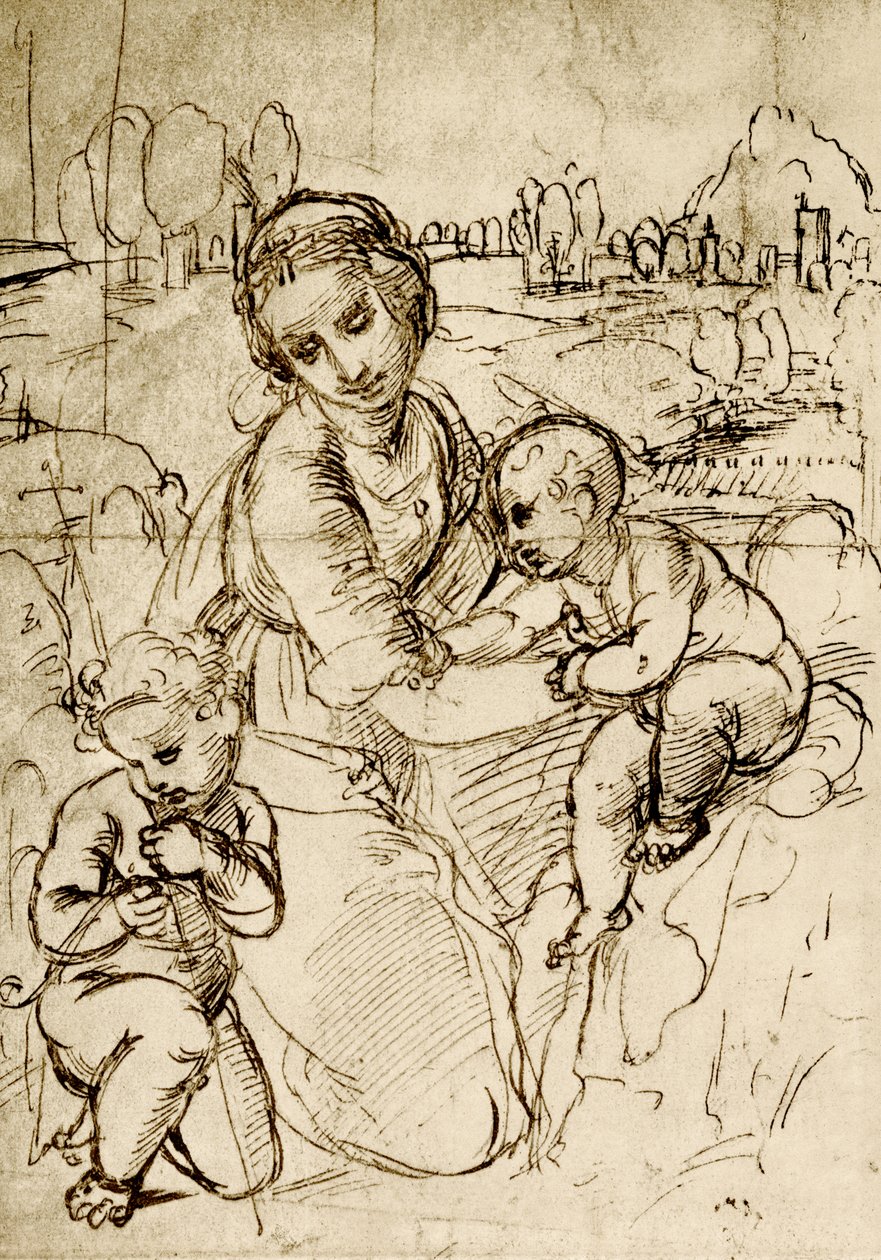 Aziz John ile Madonna ve Çocuk by Raffaello Sanzio Raphael
