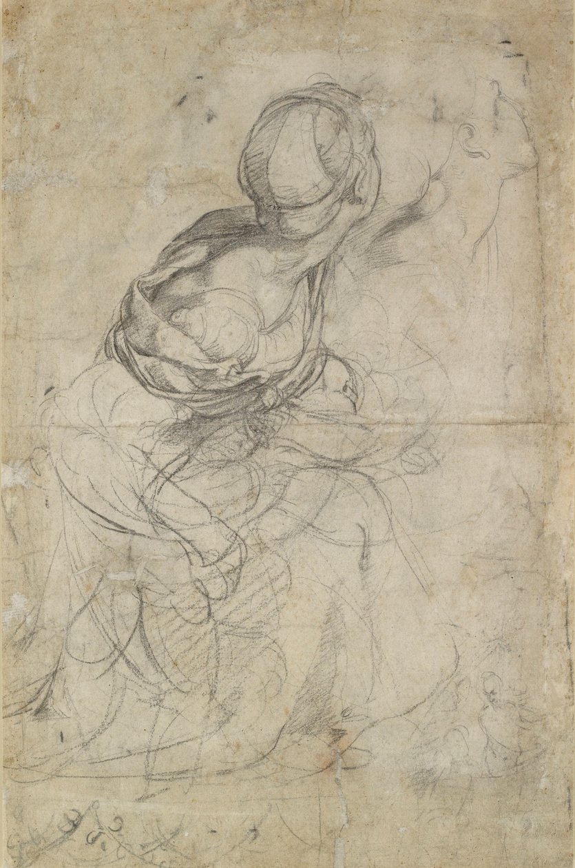 Diz çökmüş iki kadın için çalışmalar, c1500-1520 by Raphael