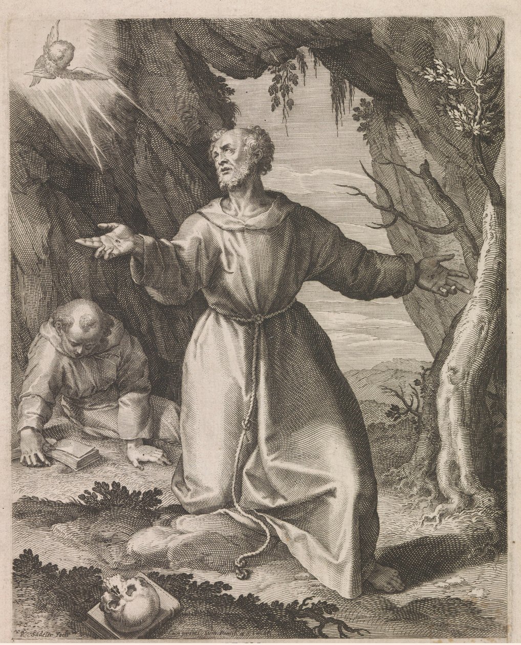 Assisili Francis stigmata aldı by Raphaël Sadeler (I)