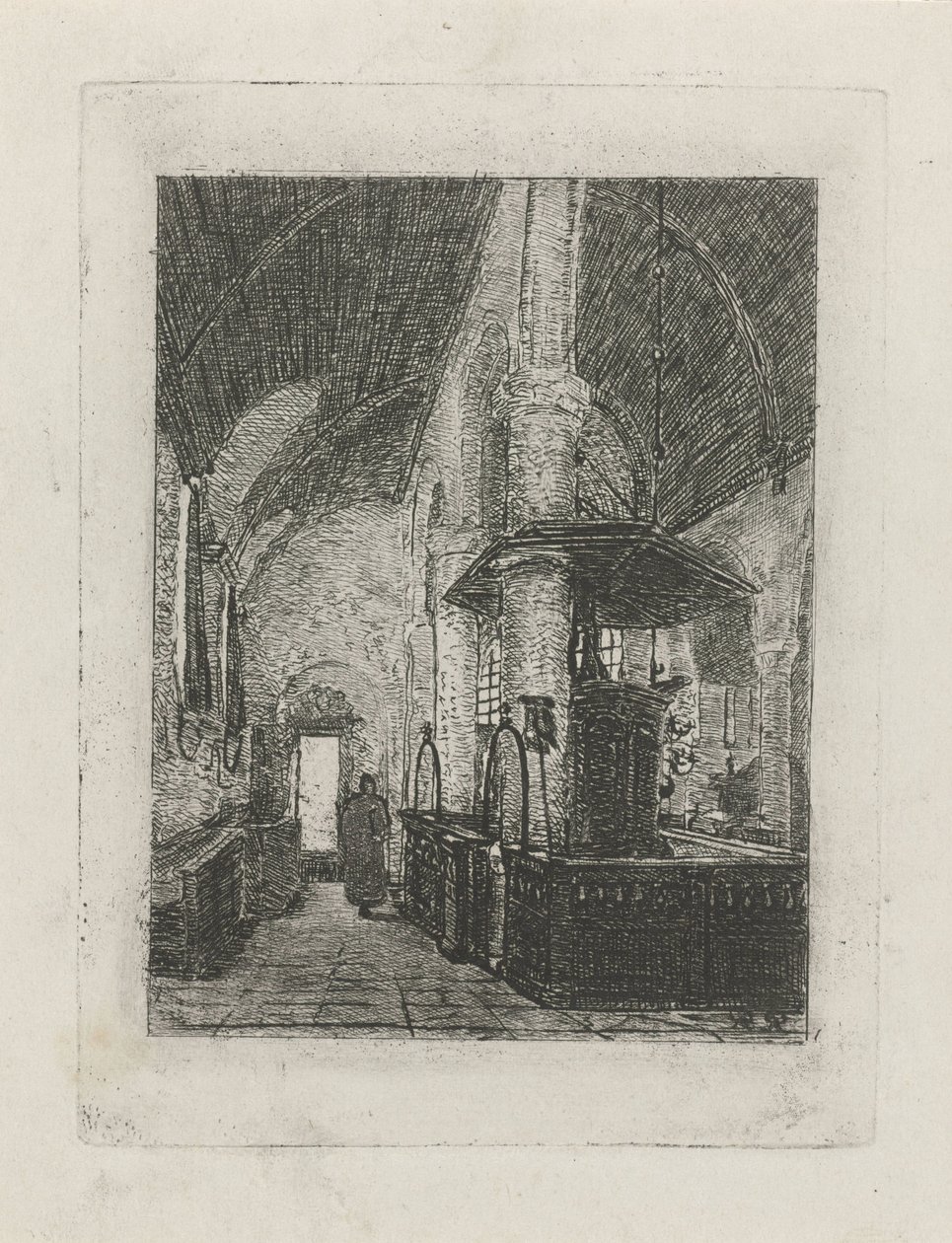 Kerkinterieur by Reinier Evert Johannes Roeterink