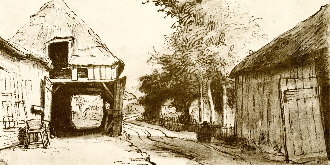 Otobüs evi ile köy yolu by Rembrandt van Rijn