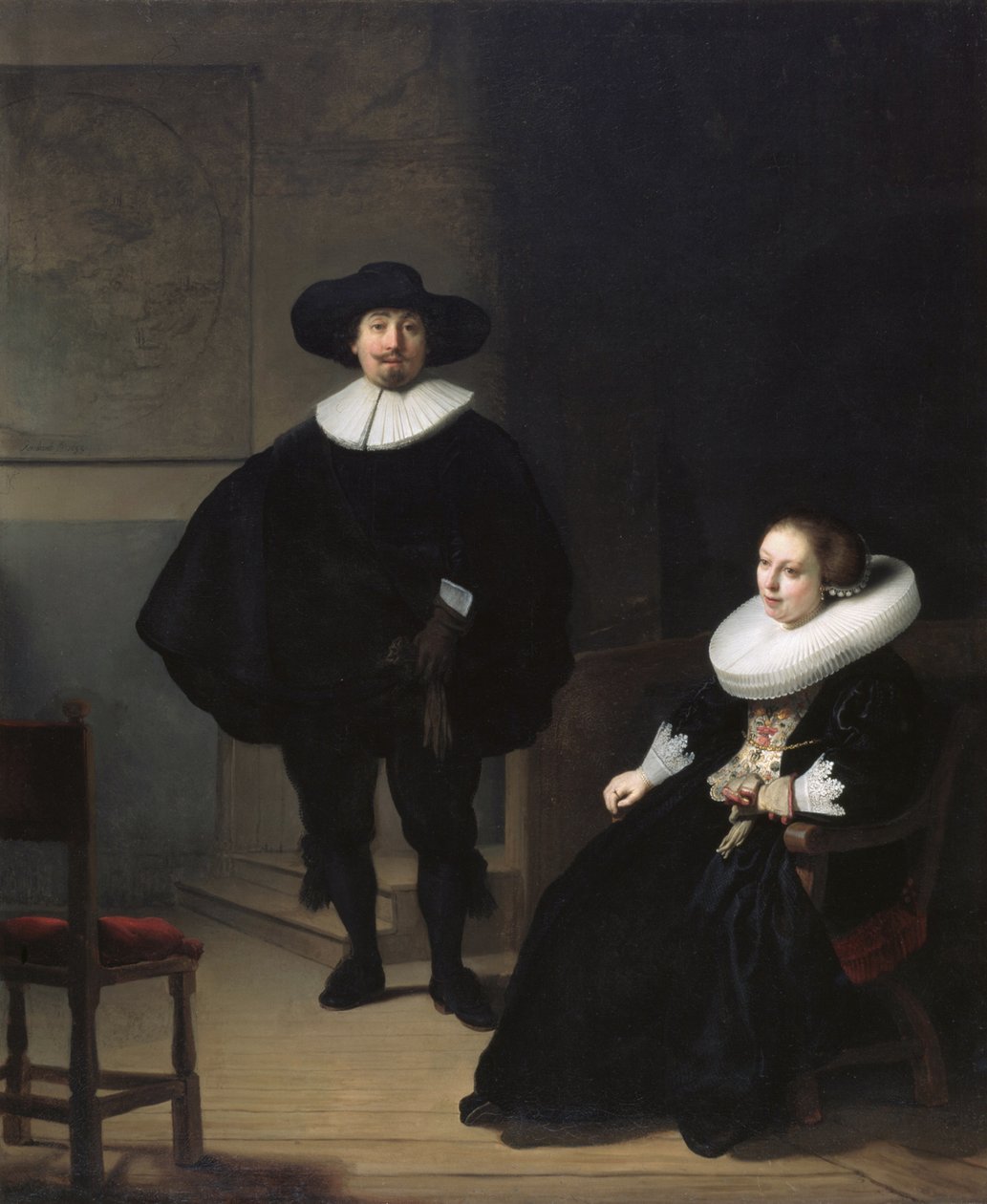Siyahlı bir bayan ve beyefendi by Rembrandt van Rijn