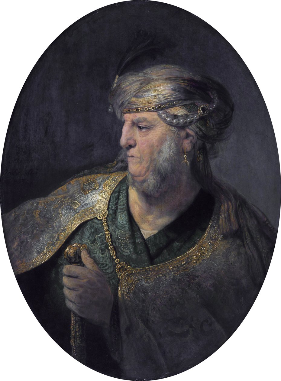 Oryantal elbiseli bir adamın büstü by Rembrandt van Rijn