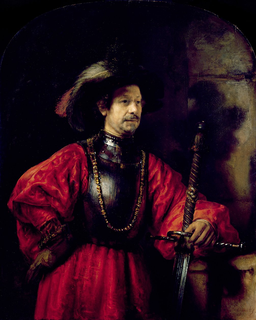 Askeri kostümlü bir adamın portresi, 1650 by Rembrandt van Rijn