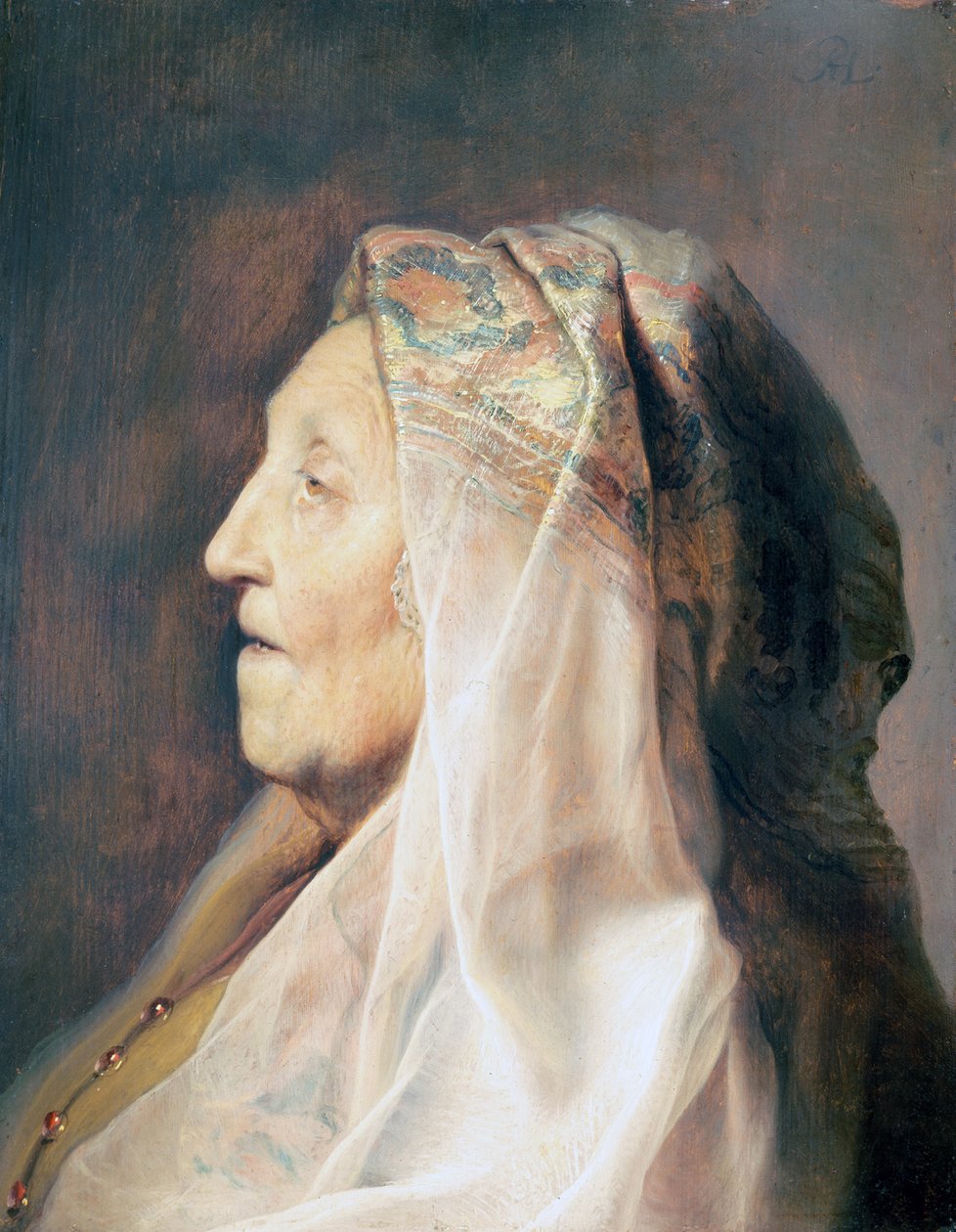 Yaşlı Bir Kadının Profil Başkanı by Rembrandt van Rijn