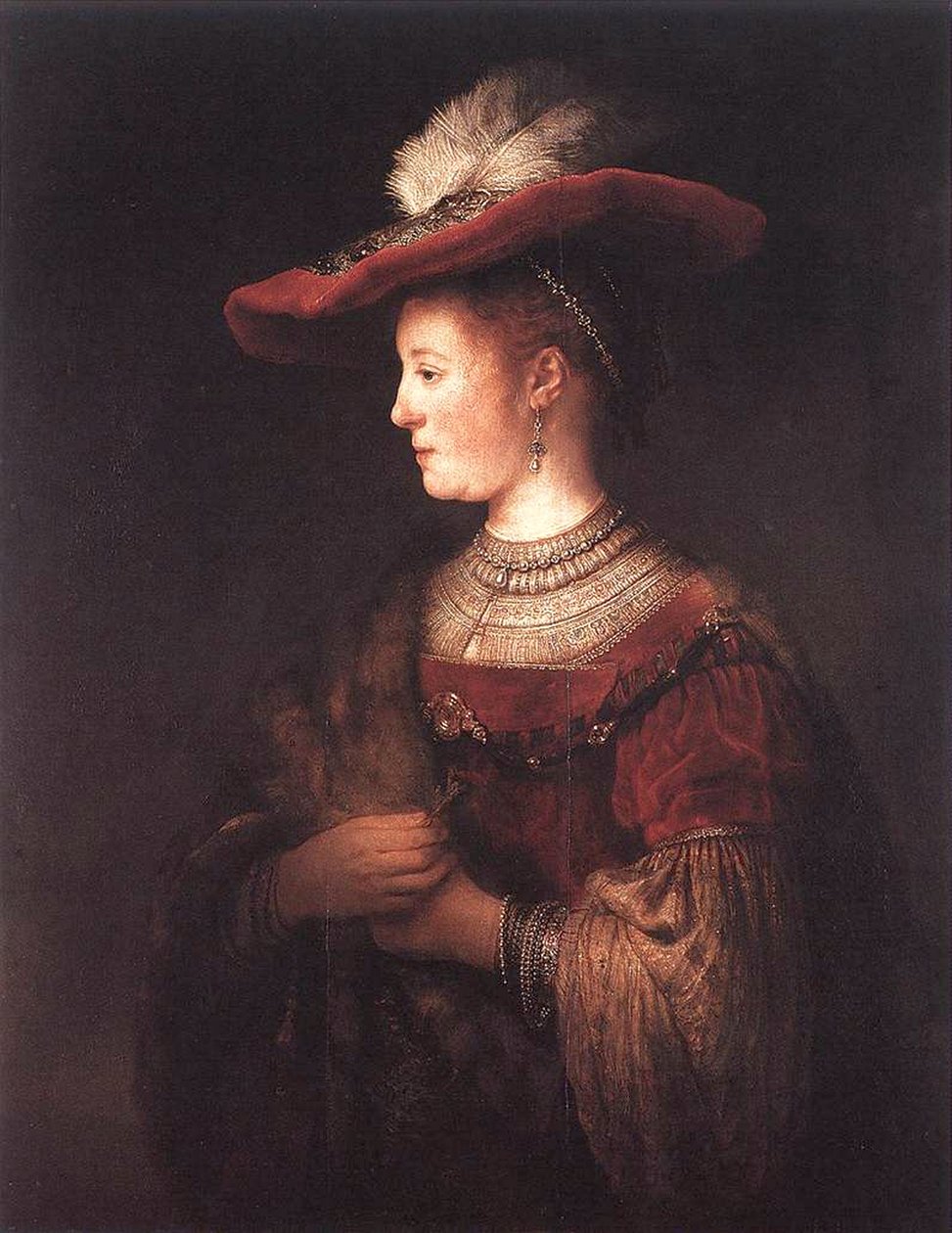 Görkemli elbiseli Saskia by Rembrandt van Rijn